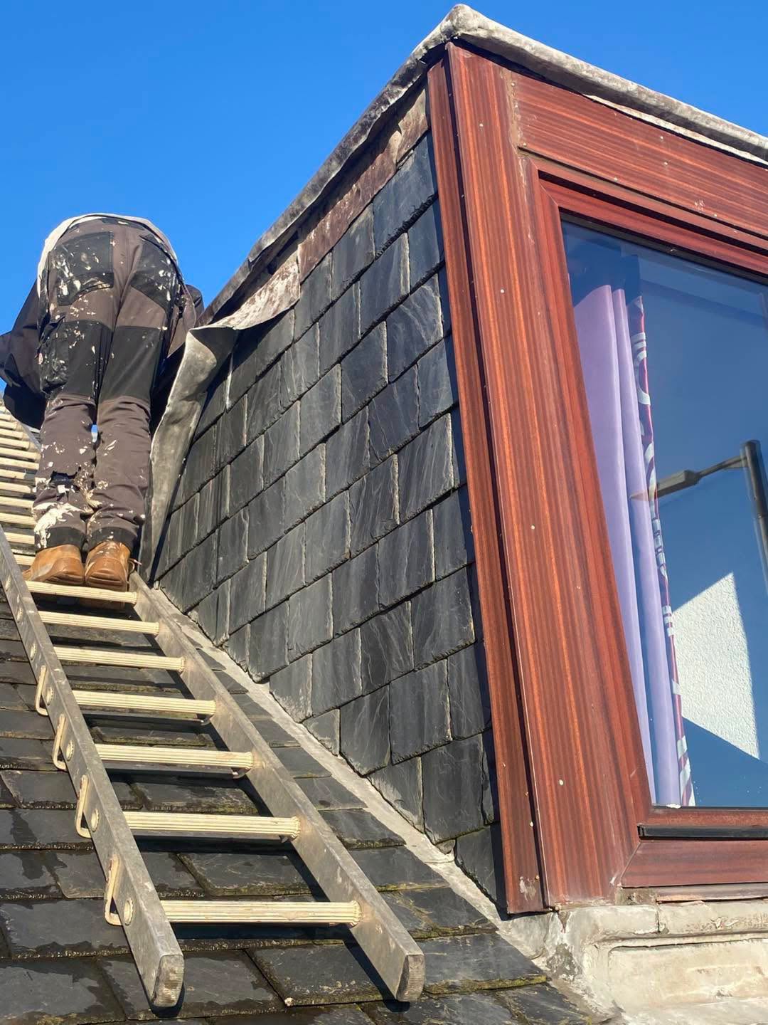Slate repair around roof window, Ayrshire